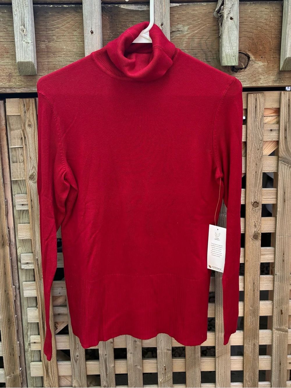 Women's Red Turtleneck Sweater - Lightweight Knit